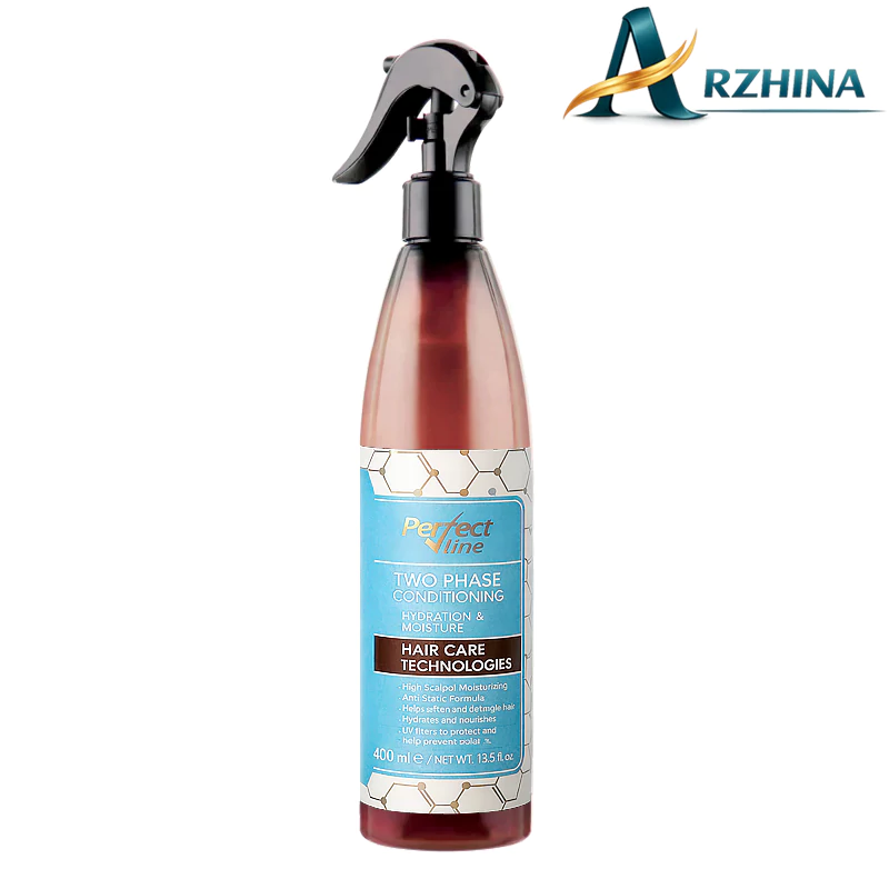 اسپری دو فاز موهای فر پرفکت لاین مدل HYALURONIC MOISTURE حجم 400 میل