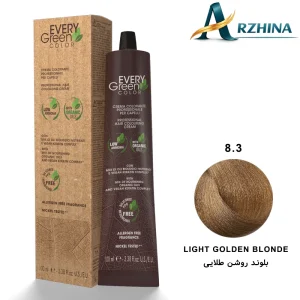 رنگ موی ارگانیک اوری گرین شماره 8.3 رنگ بلوند روشن طلایی